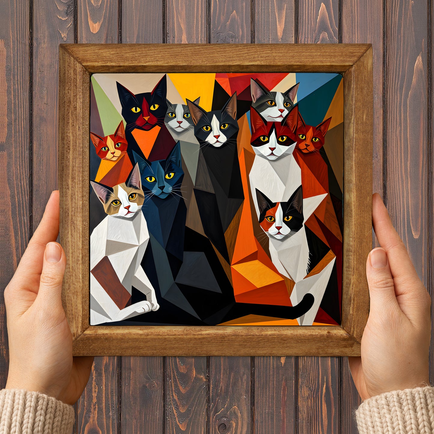 Artful Cats Framed Stone Wall Art