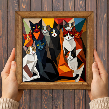 Artful Cats Framed Stone Wall Art