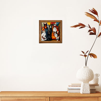 Artful Cats Framed Stone Wall Art