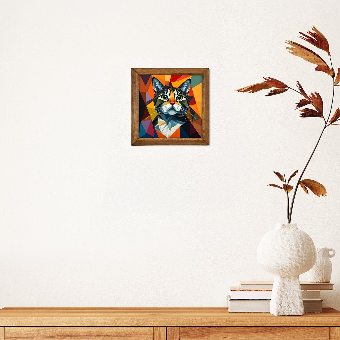 Prism Cat Framed Natural Stone Wall Art