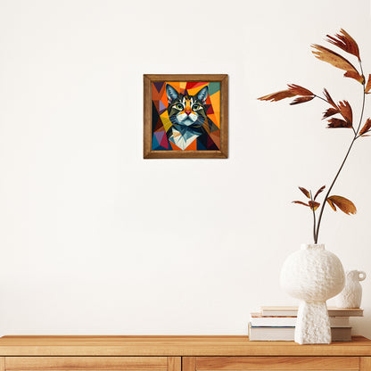 Prism Cat Framed Natural Stone Wall Art
