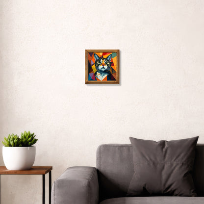 Prism Cat Framed Natural Stone Wall Art