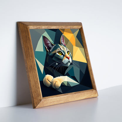 Calm Cat Framed Natural Stone Wall Art