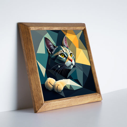 Calm Cat Framed Natural Stone Wall Art
