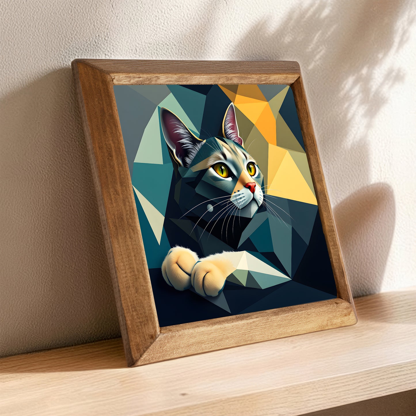 Calm Cat Framed Natural Stone Wall Art