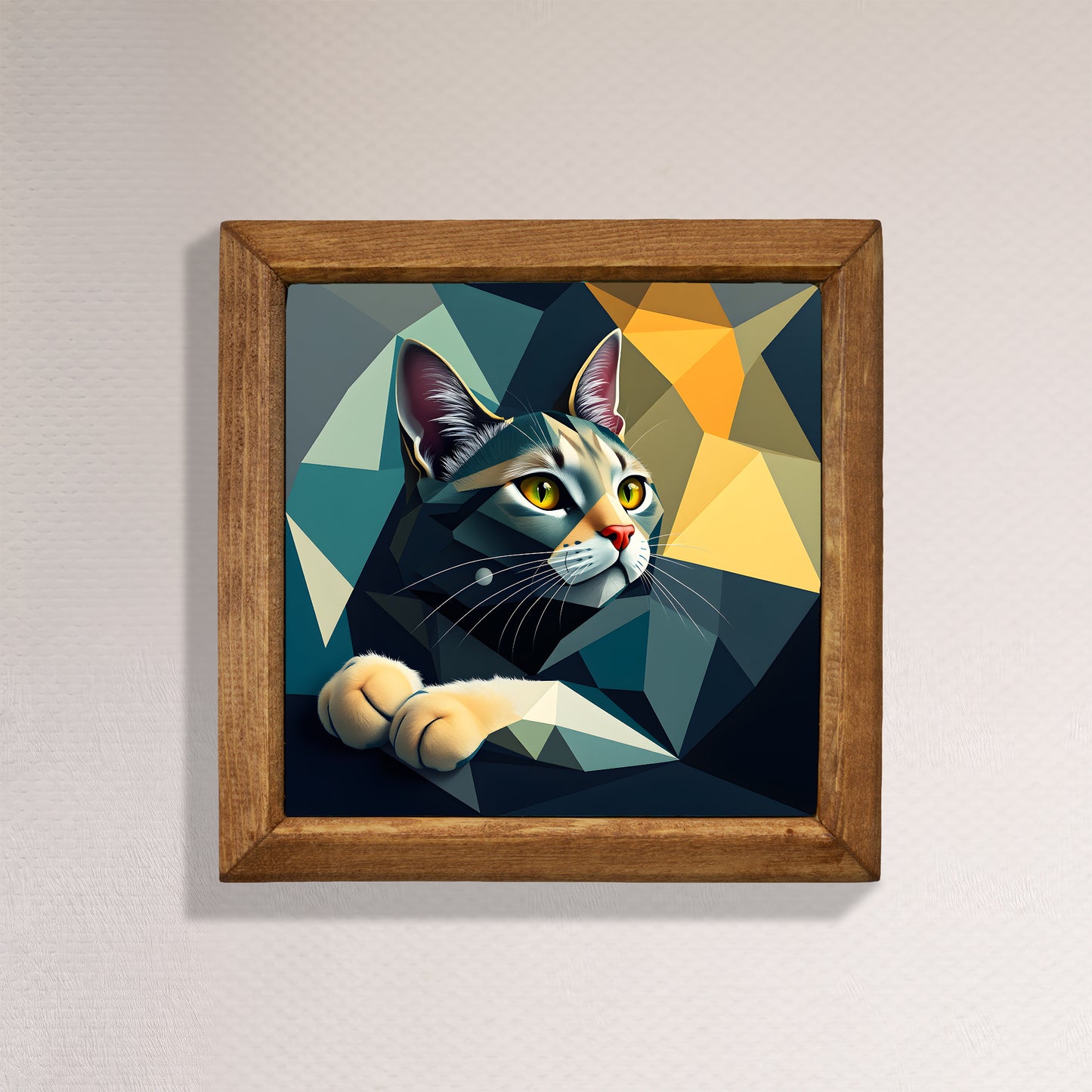 Calm Cat Framed Natural Stone Wall Art
