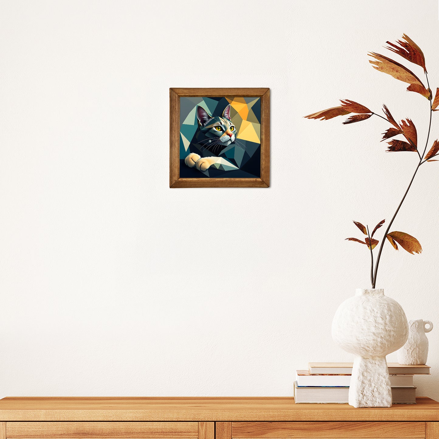 Calm Cat Framed Natural Stone Wall Art