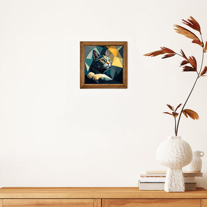 Calm Cat Framed Natural Stone Wall Art