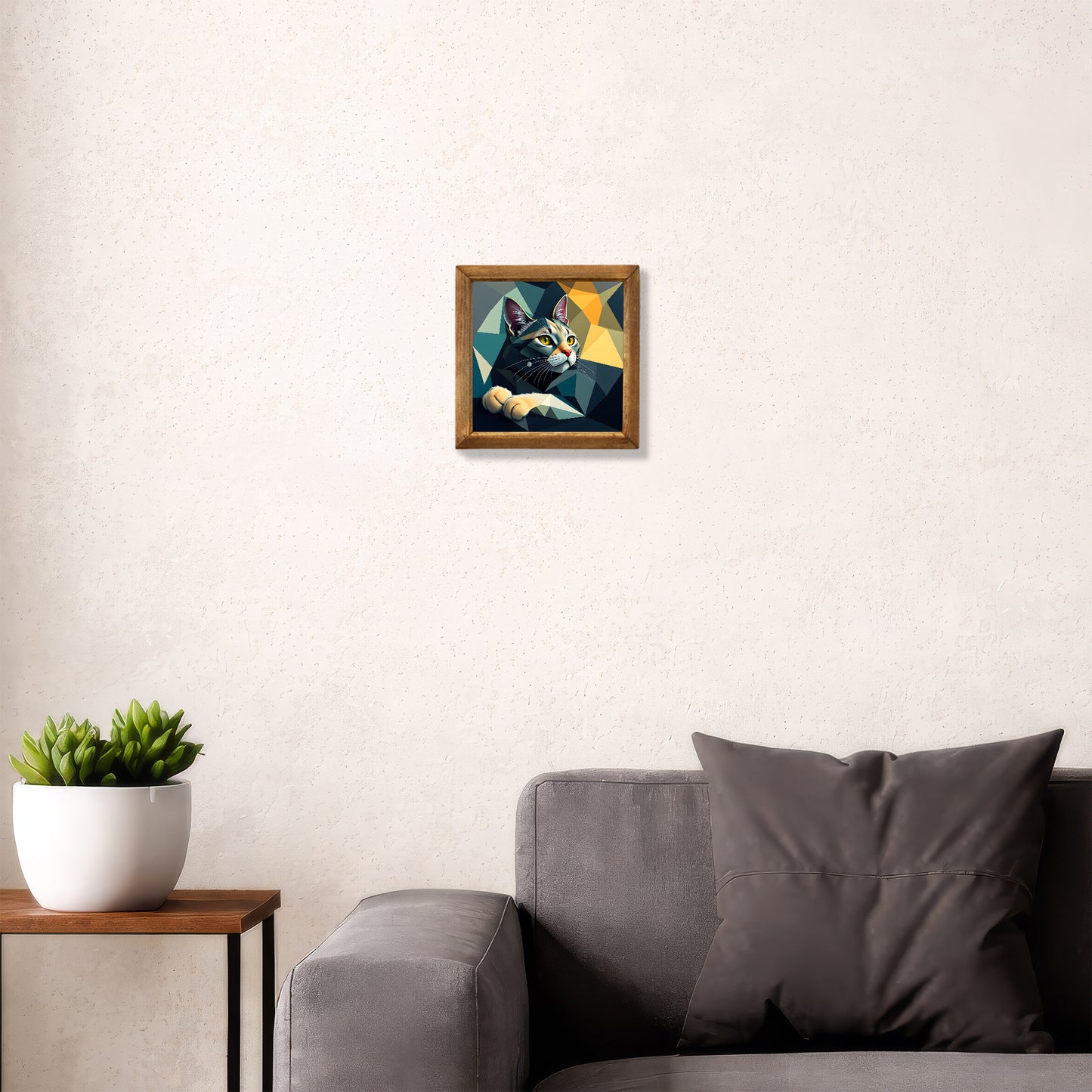 Calm Cat Framed Natural Stone Wall Art