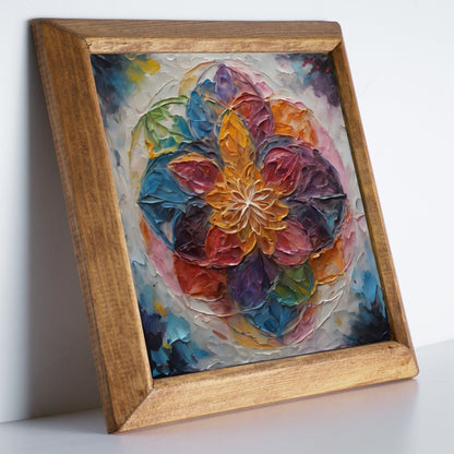 Vibrant Lotus Mandala Stone Wall Art