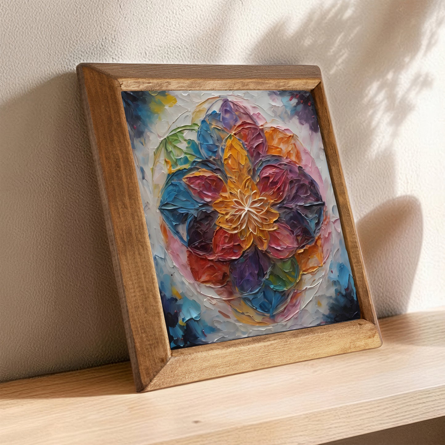 Vibrant Lotus Mandala Natural Stone Wall Art