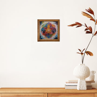 Vibrant Lotus Mandala Natural Stone Wall Art