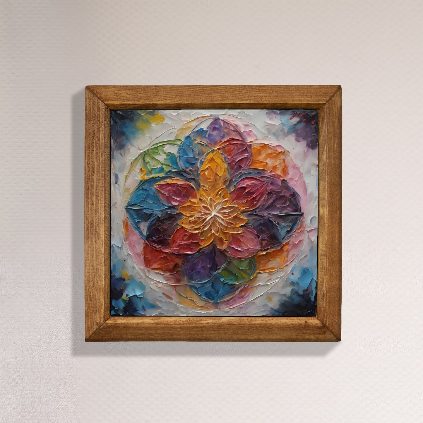 Vibrant Lotus Mandala Natural Stone Wall Art