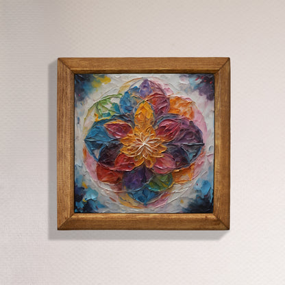 Vibrant Lotus Mandala Natural Stone Wall Art