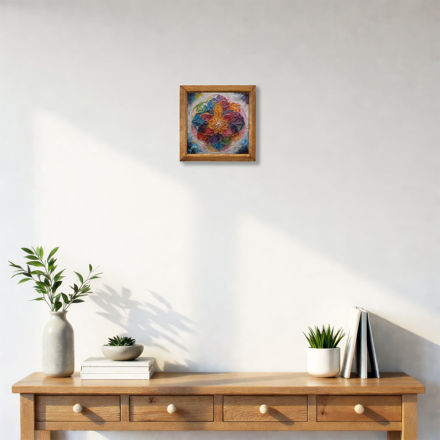 Vibrant Lotus Mandala Natural Stone Wall Art