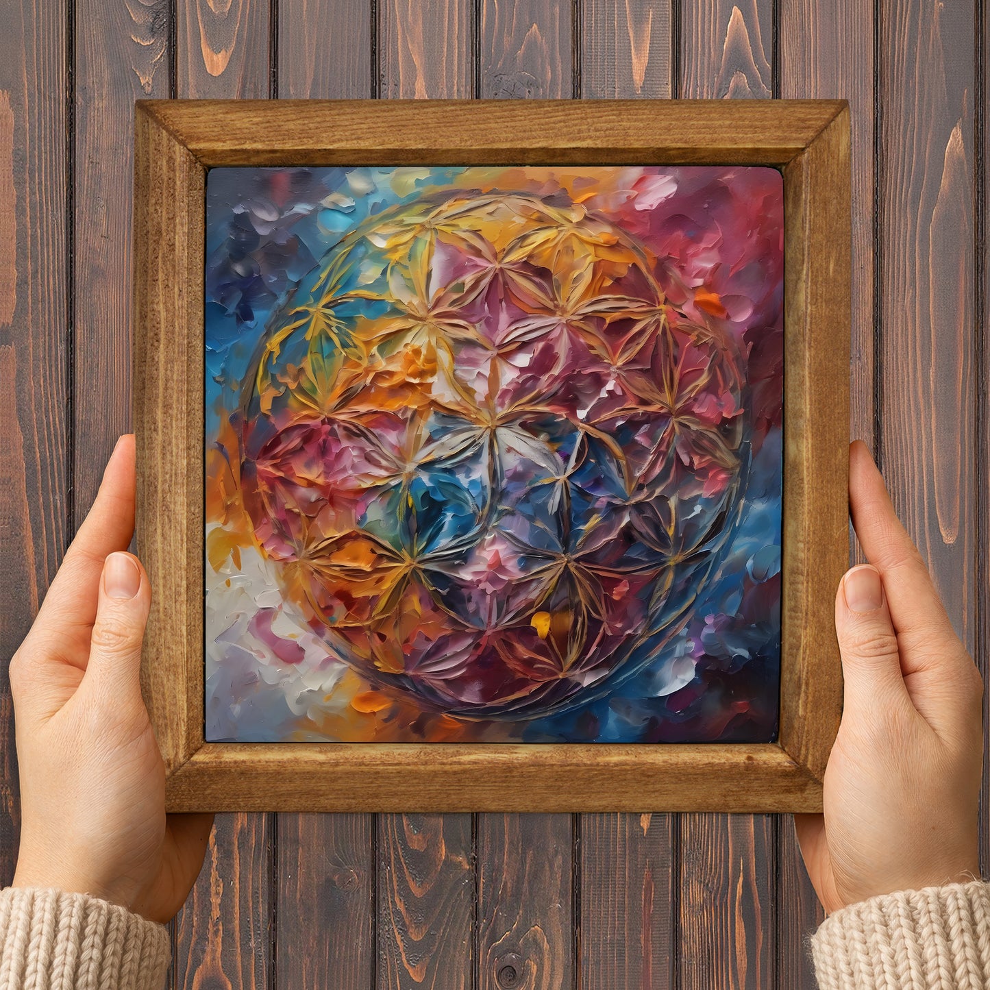 Flower of Life Aura Natural Stone Wall Art