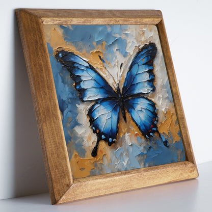 Midnight Blue Butterfly Stone Wall Art