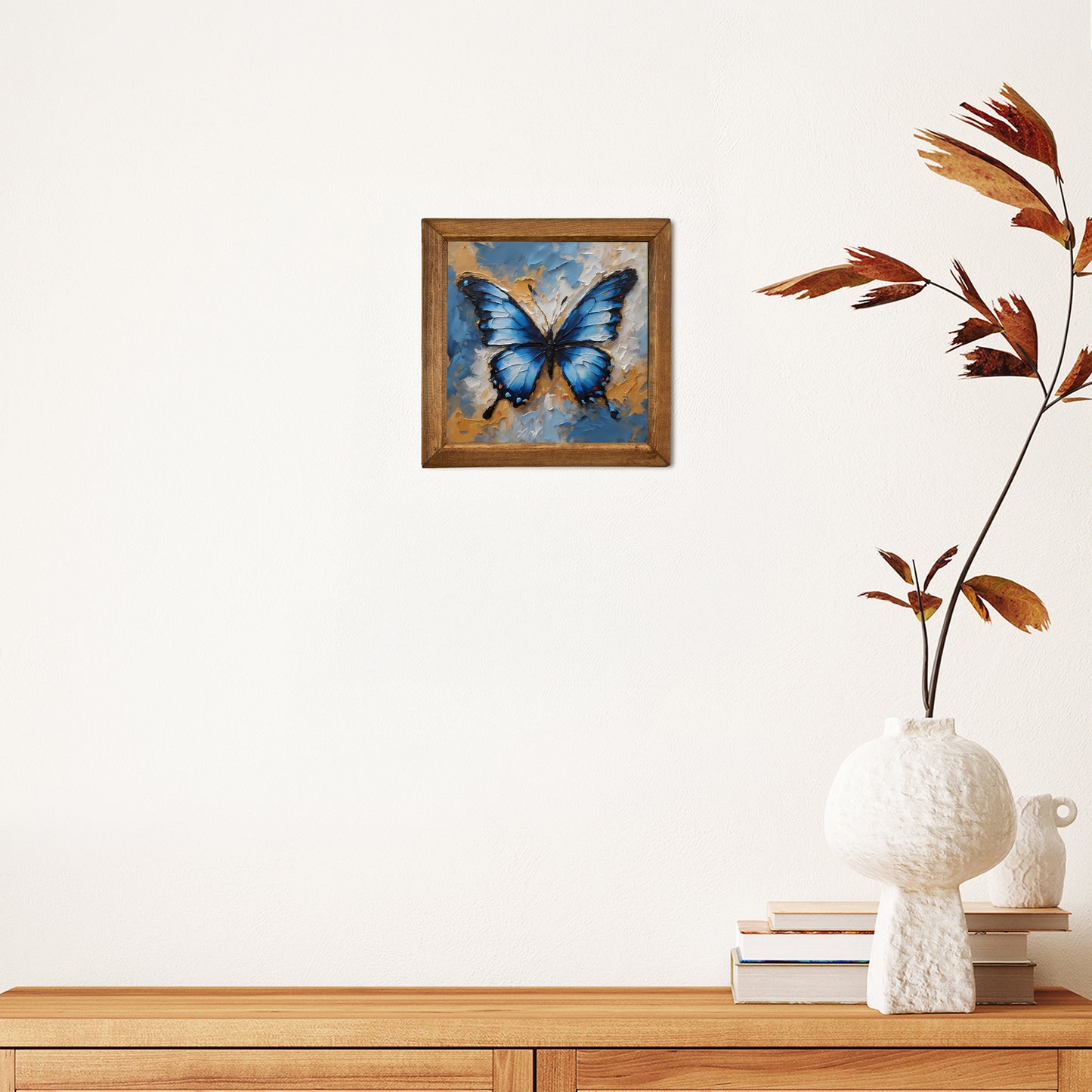 Midnight Blue Butterfly Natural Stone Wall Art