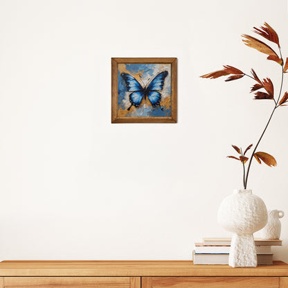 Midnight Blue Butterfly Natural Stone Wall Art