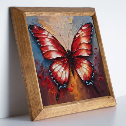 Crimson Butterfly Stone Wall Art