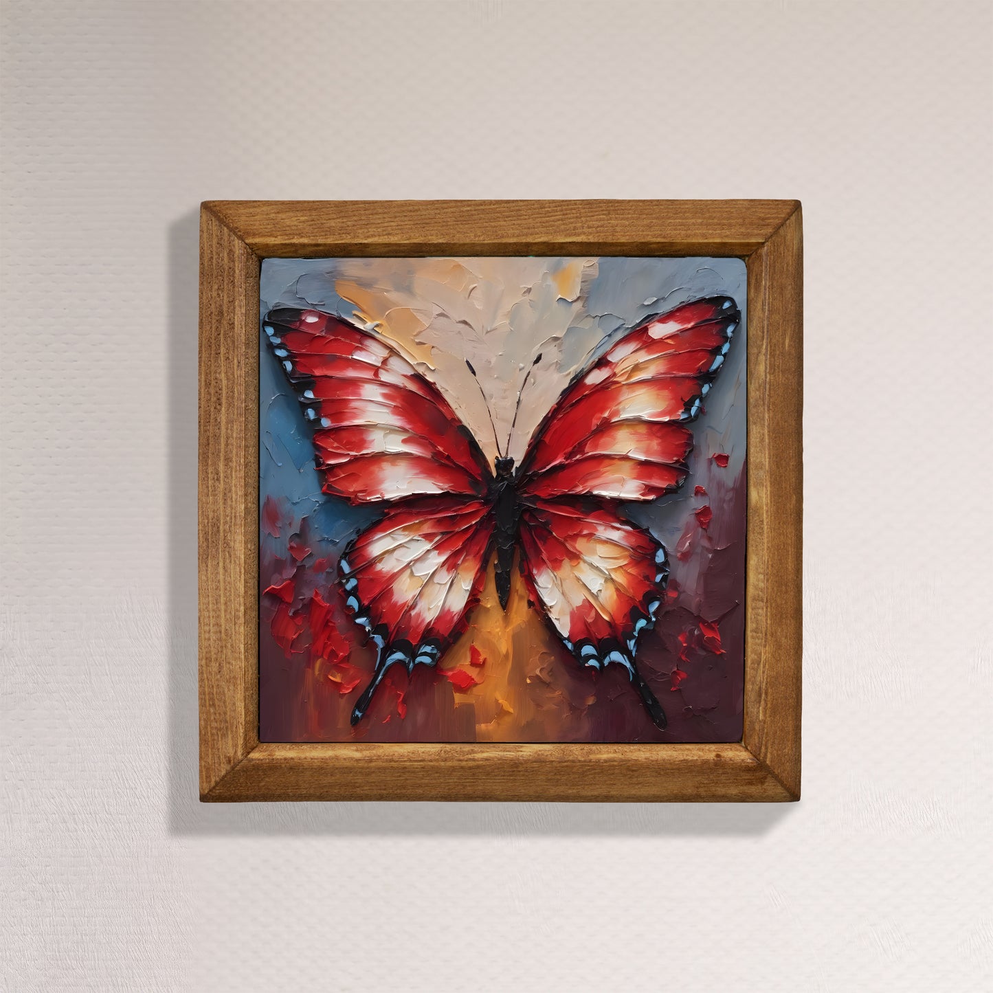 Crimson Butterfly Natural Stone Wall Art