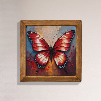 Crimson Butterfly Natural Stone Wall Art