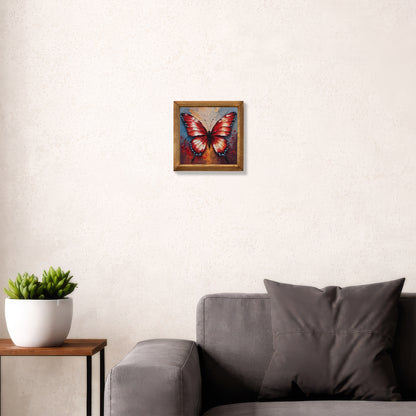 Crimson Butterfly Natural Stone Wall Art