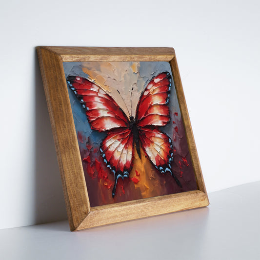 Crimson Butterfly Natural Stone Wall Art