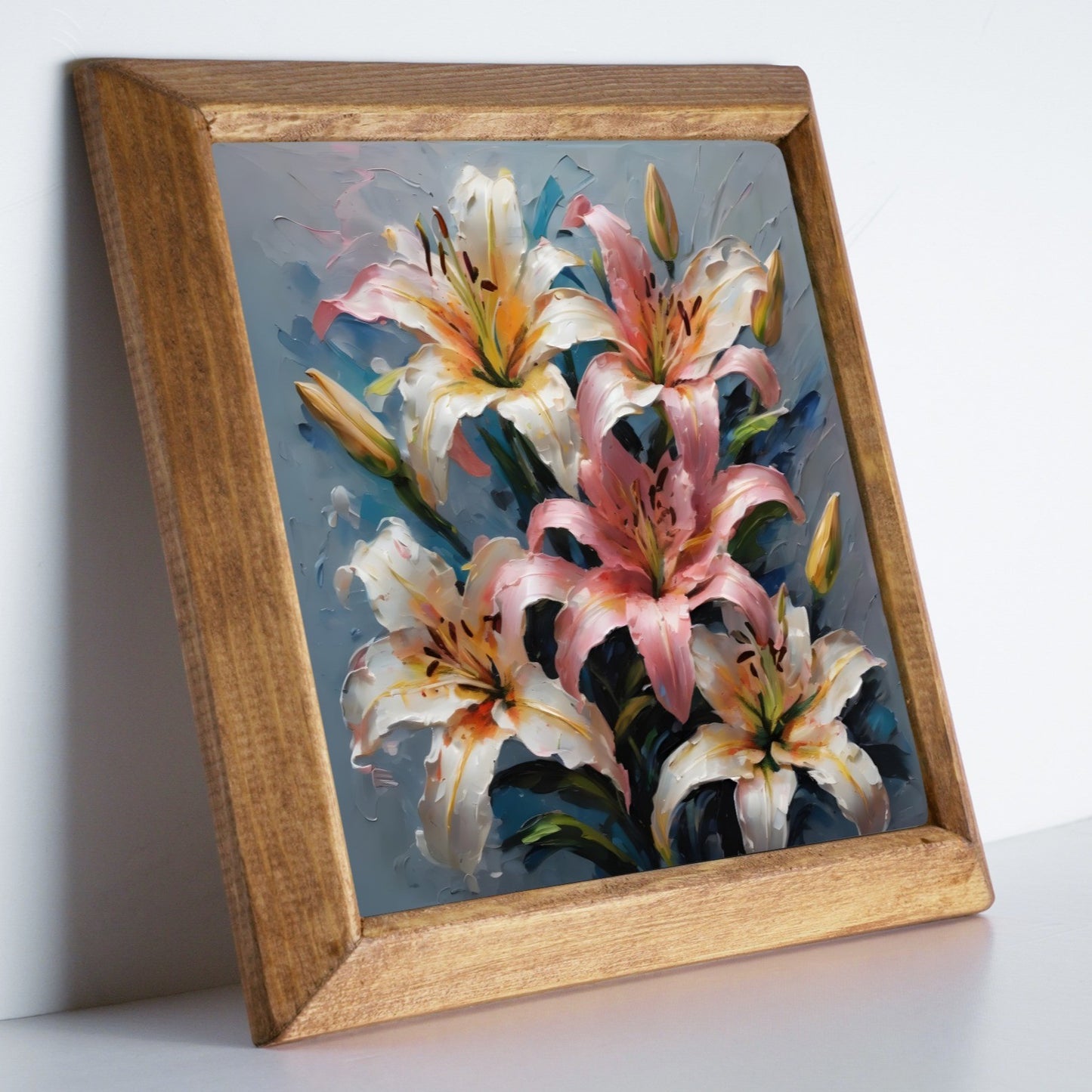 Pastel Lily Bouquet Stone Wall Art