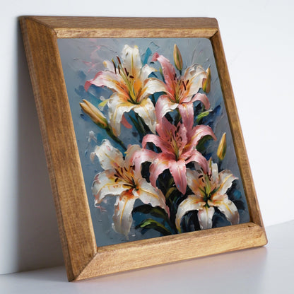 Pastel Lily Bouquet Stone Wall Art