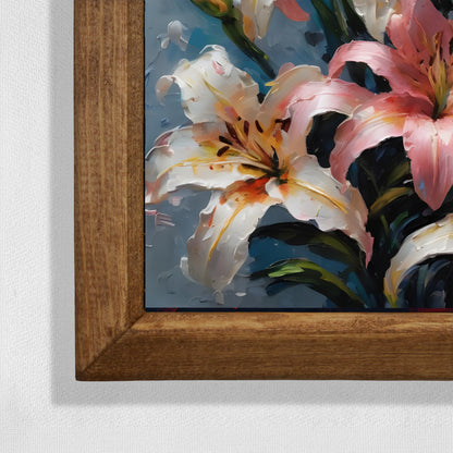 Pastel Lily Bouquet Natural Stone Wall Art