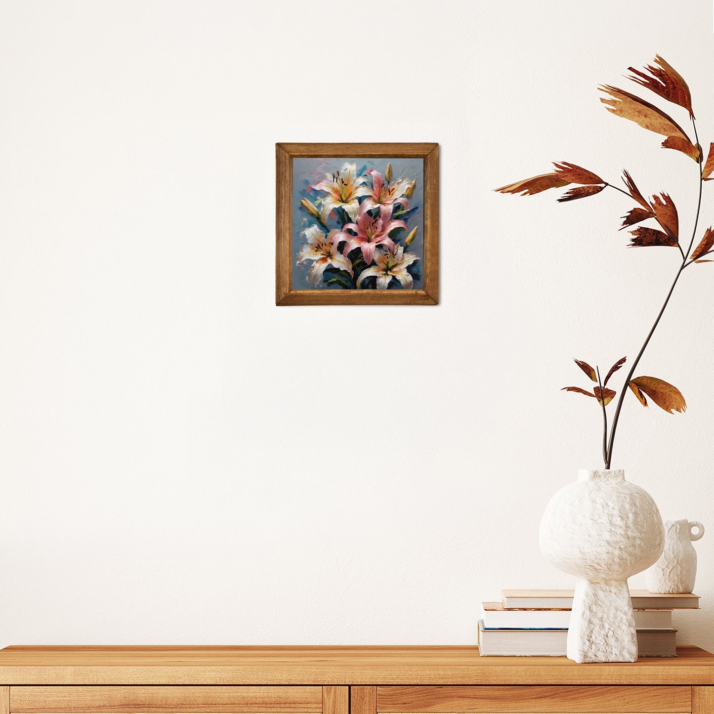 Pastel Lily Bouquet Natural Stone Wall Art