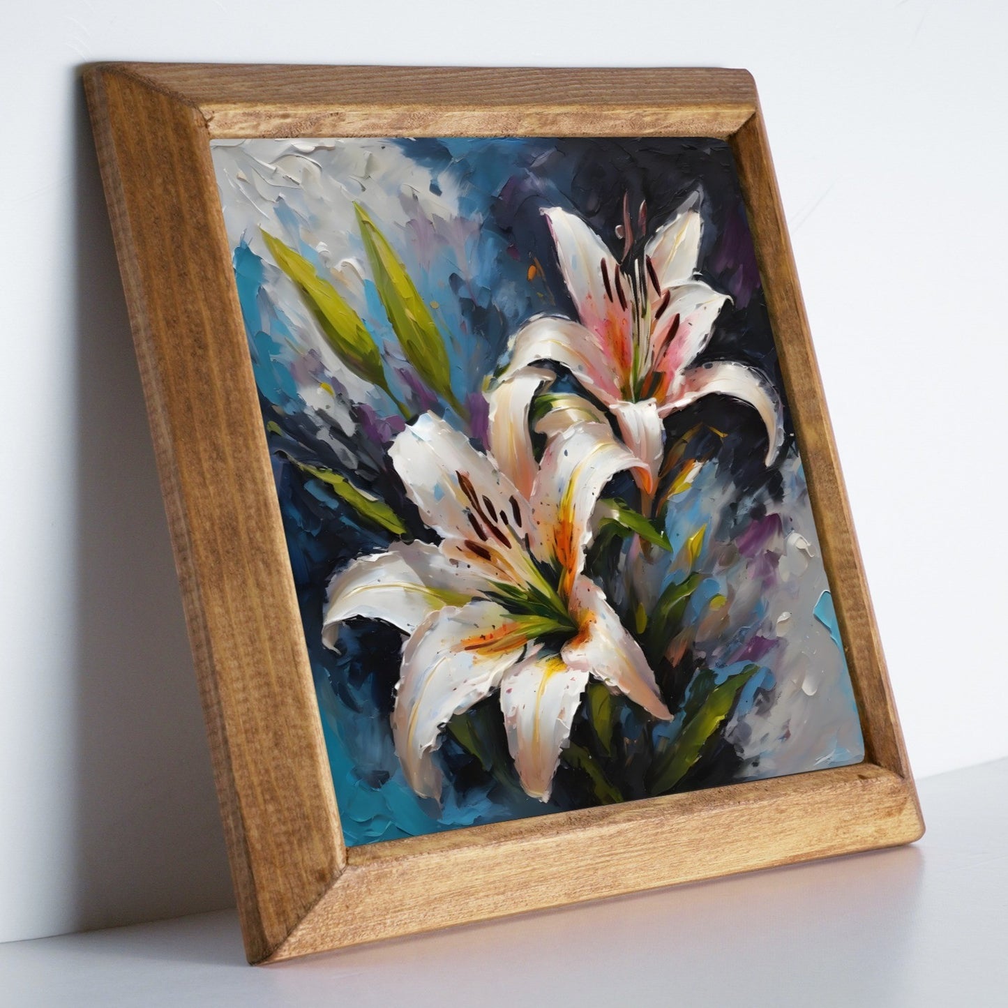 White Lily Bloom Stone Wall Art