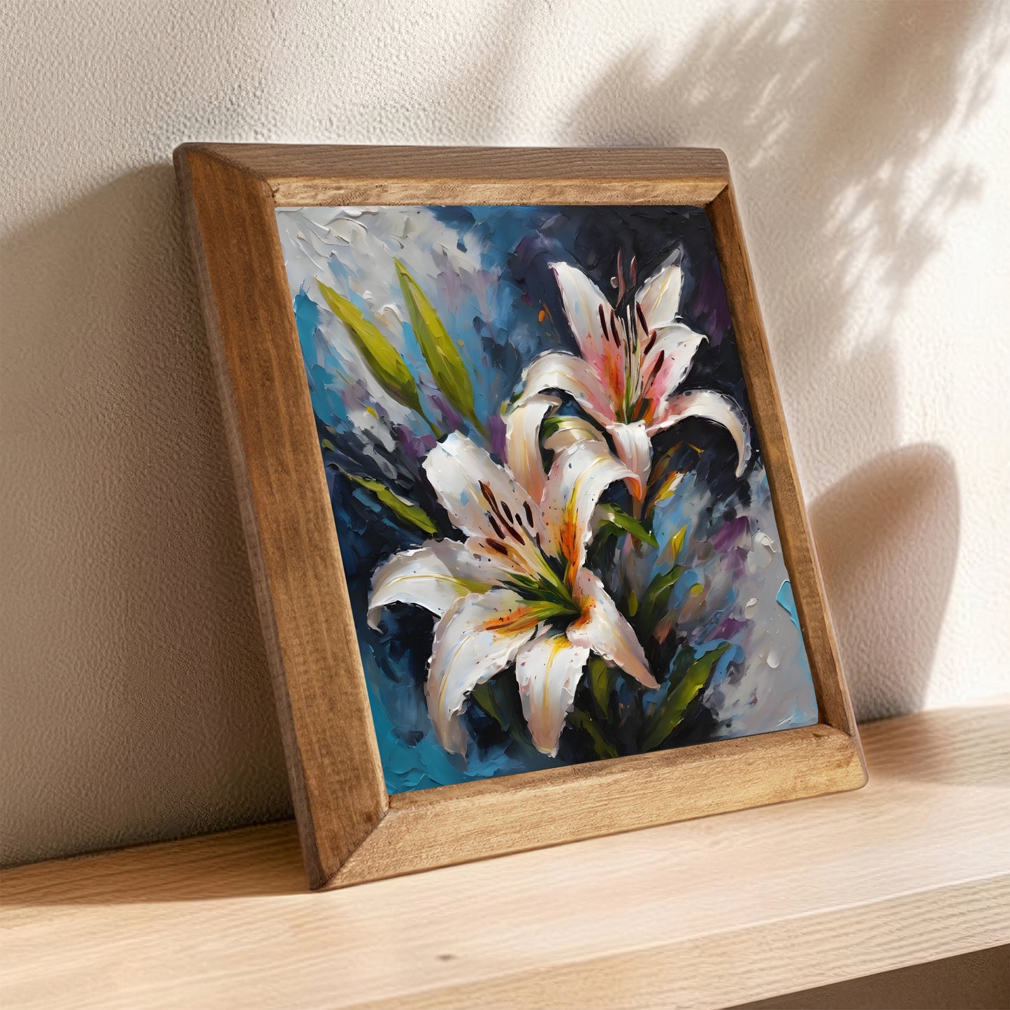 White Lily Natural Stone Wall Art