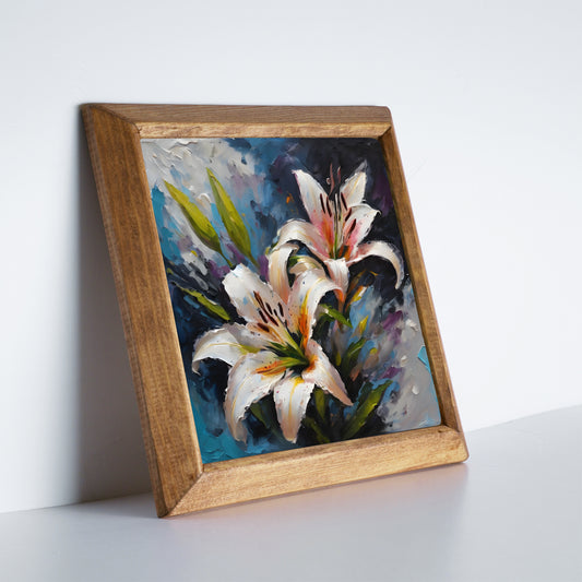 White Lily Natural Stone Wall Art