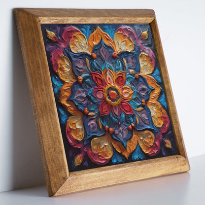 Jewel Tone Mandala Stone Wall Art