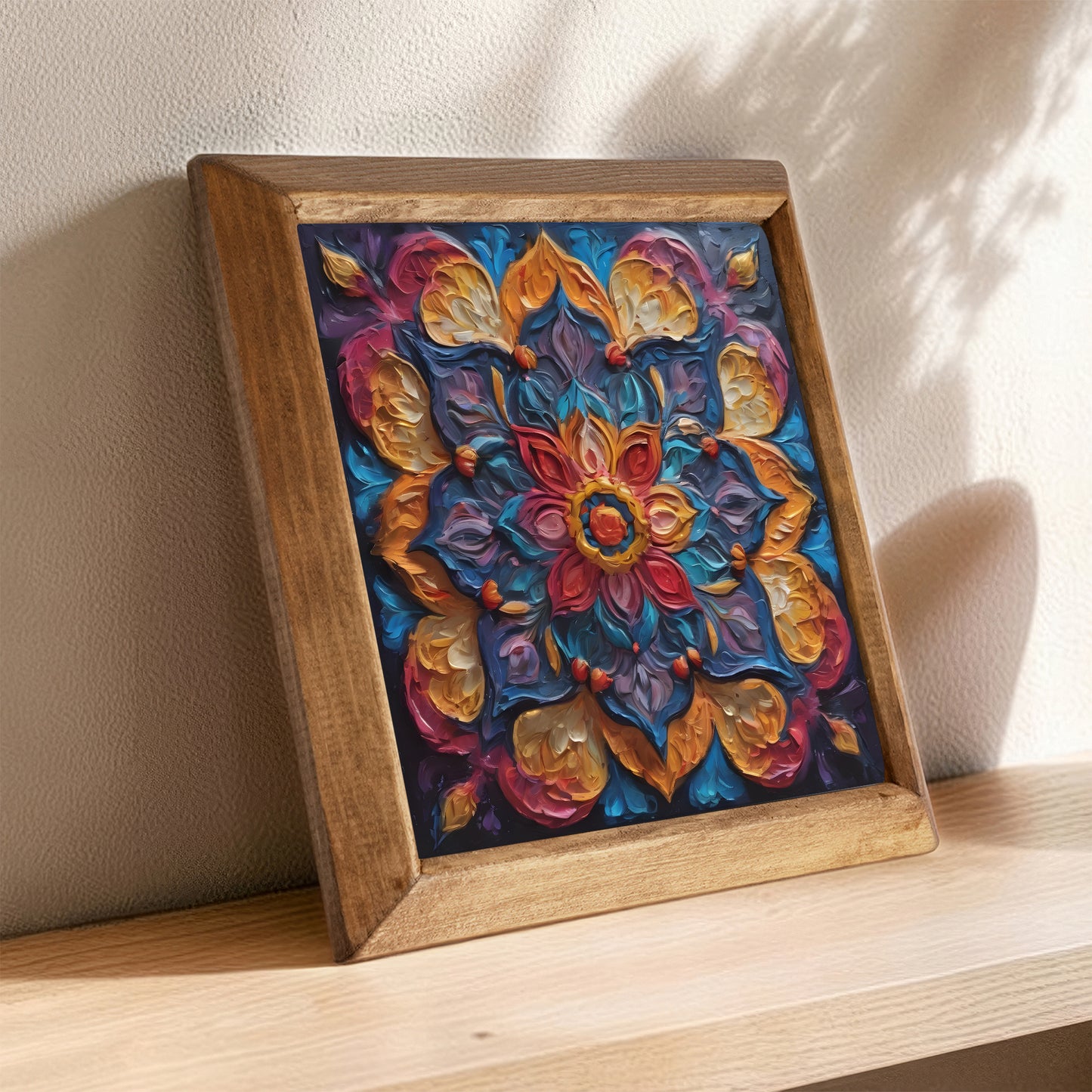 Jewel Tone Mandala Natural Stone Wall Art