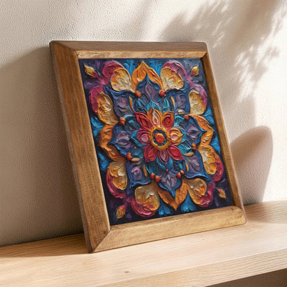 Jewel Tone Mandala Natural Stone Wall Art