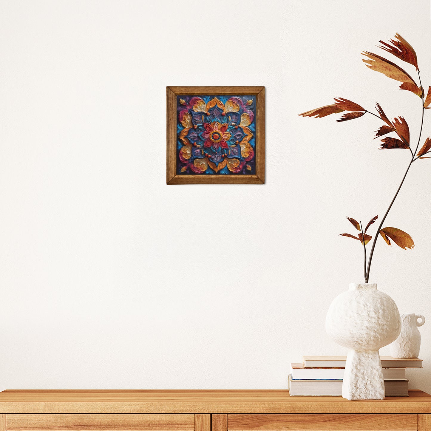 Jewel Tone Mandala Natural Stone Wall Art