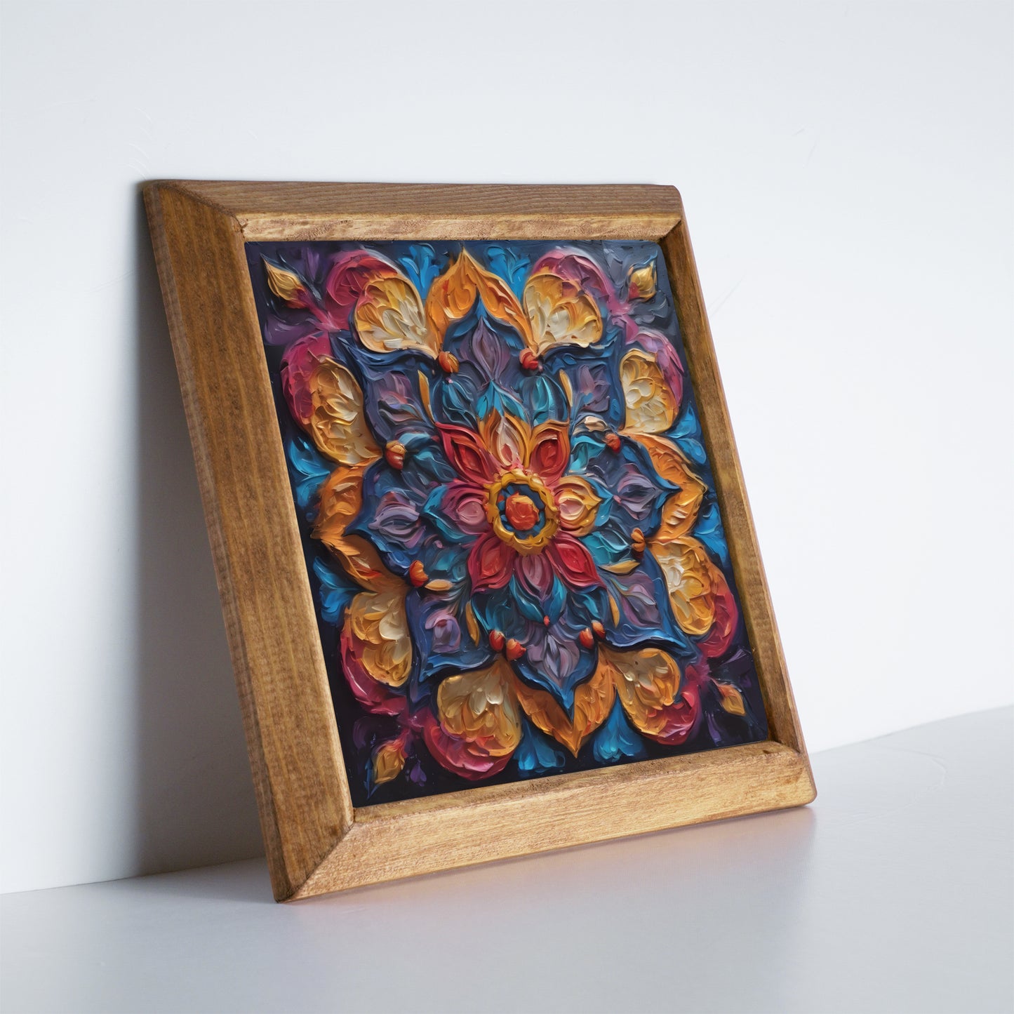 Jewel Tone Mandala Natural Stone Wall Art