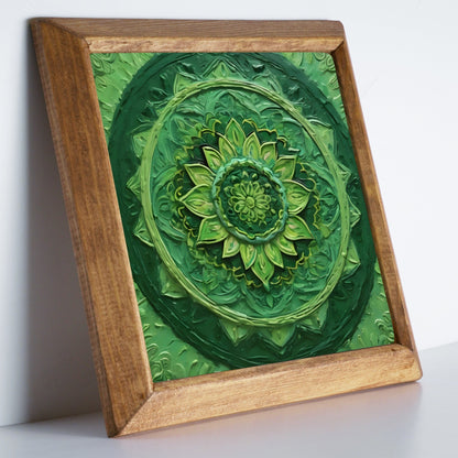 Emerald Mandala Stone Wall Art