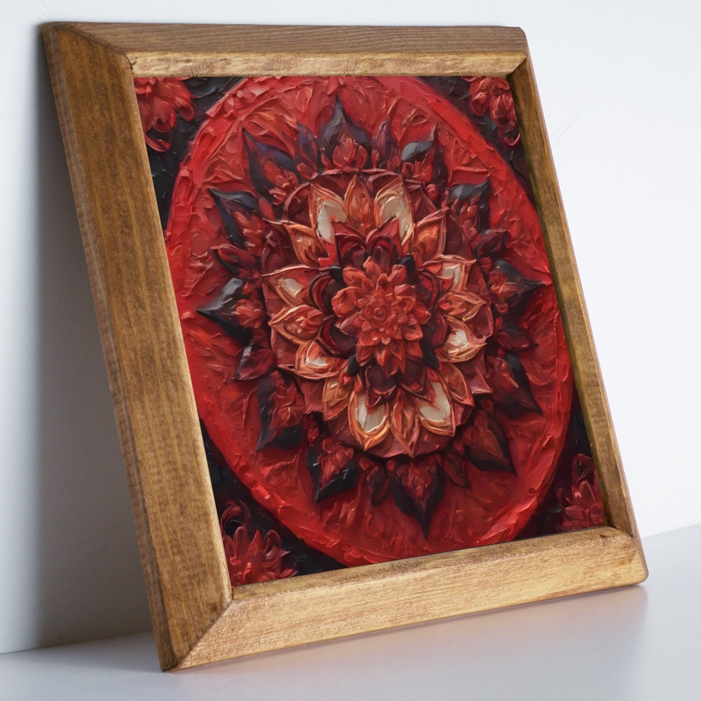 Ruby Mandala Stone Wall Art