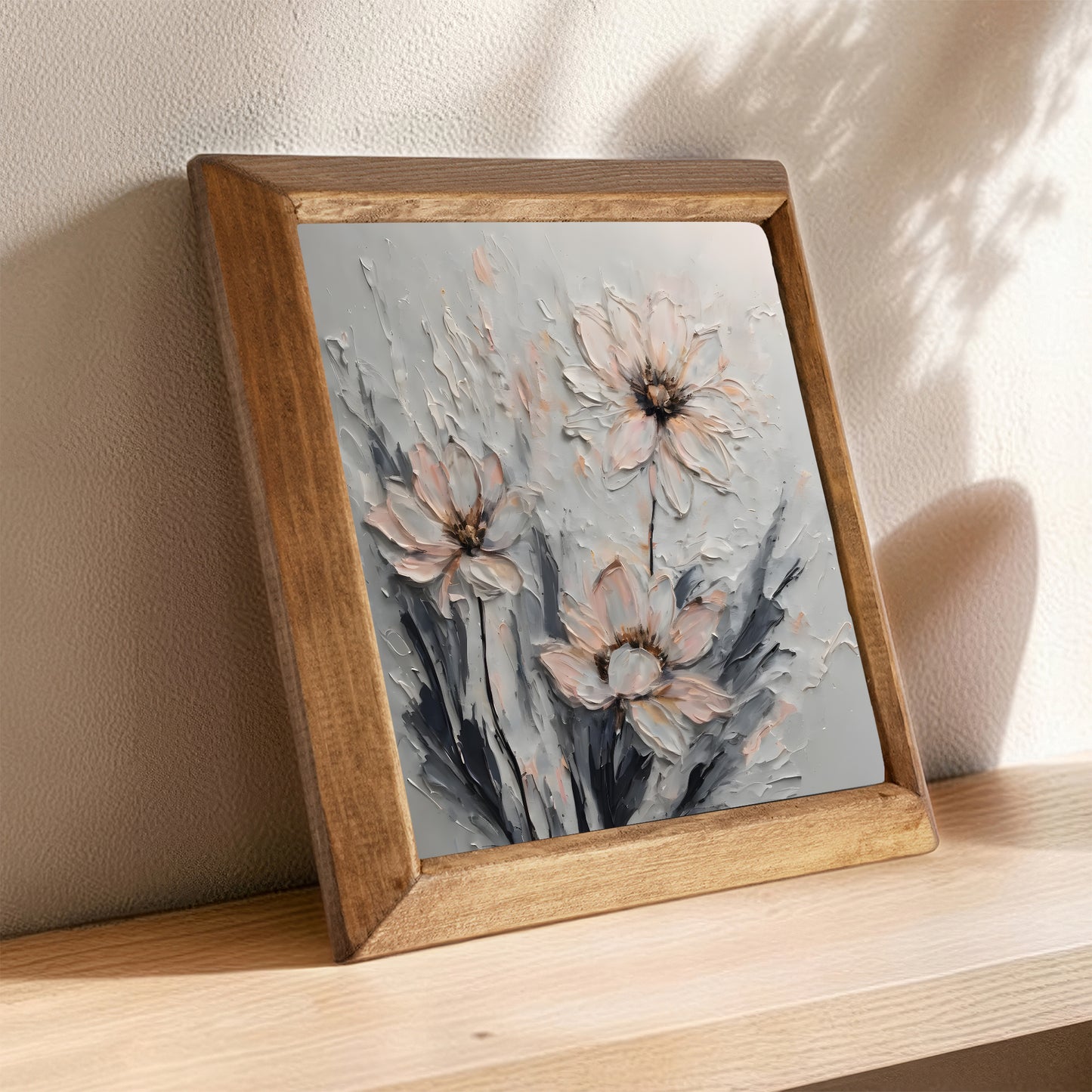 Soft Floral Natural Stone Wall Art