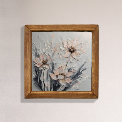 Soft Floral Natural Stone Wall Art