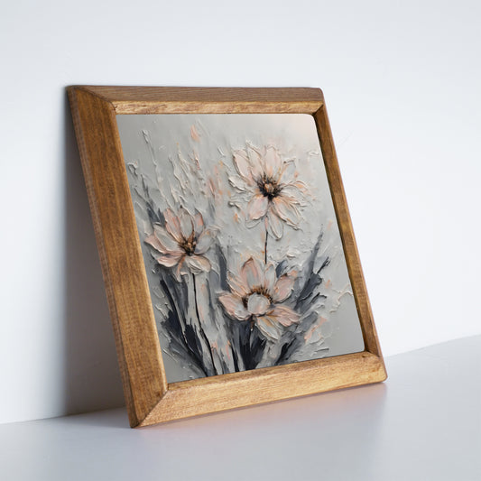 Soft Floral Natural Stone Wall Art