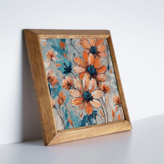 Coral Bloom Flower Natural Stone Wall Art