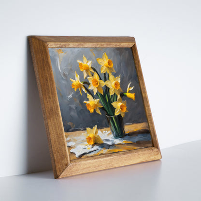 Golden Daffodil Trio Stone Wall Art Set