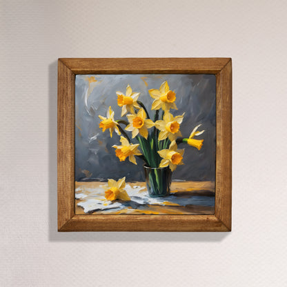 Daffodil Bouquet Natural Stone Wall Art
