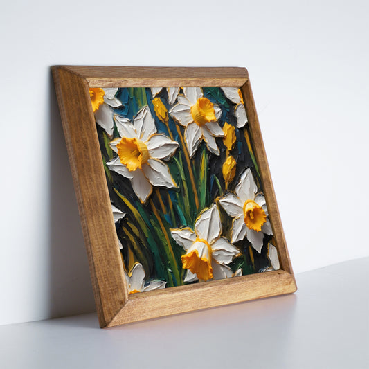 Spring Daffodil Natural Stone Wall Art