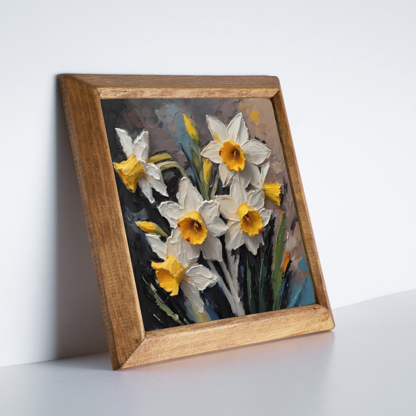 Golden Daffodil Trio Stone Wall Art Set